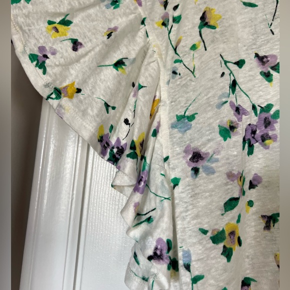 Loft White Floral Linen Top size Small - Picture 4 of 7